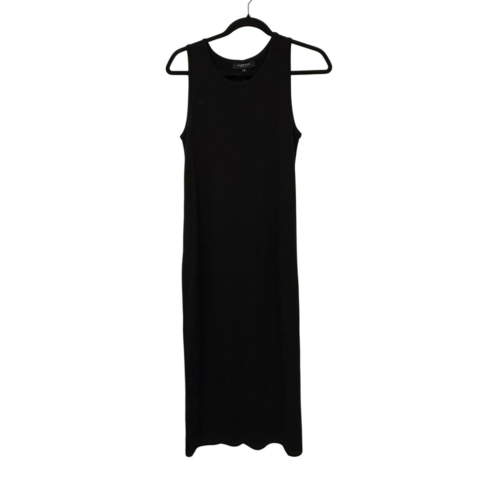 Unbound Merino Travel Dress Sleeveless Midi Black Stretch Wool Vacation Packable